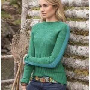 Sundance Ribbed Knit Sweater M High Neck Pullover Blue/Green